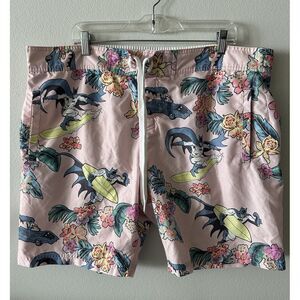 Hawaiian Batman Surfboard Swim Trunks Board Shorts Size X-Large  DC Comics